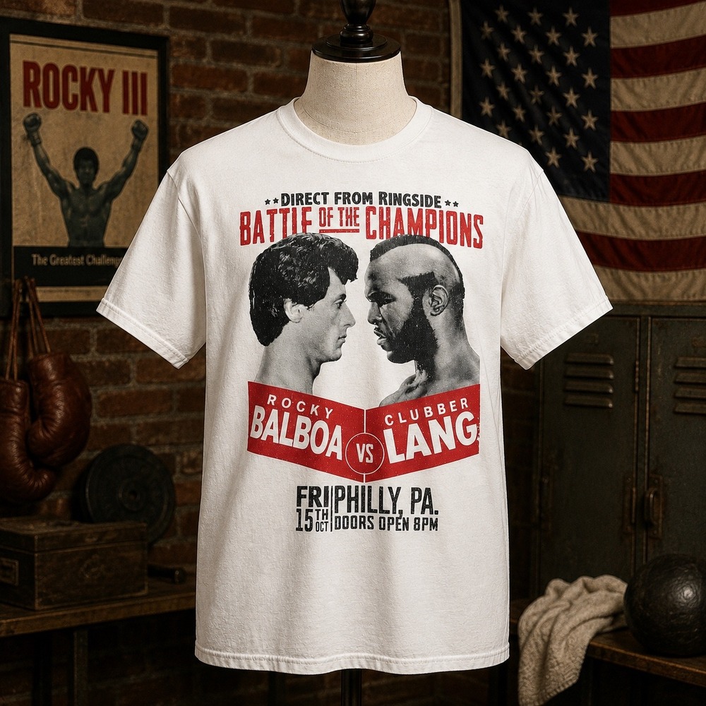 Rocky III T Shirt XXL Balboa Clubber Lang Mr T Battle Champions Boxing MGM
